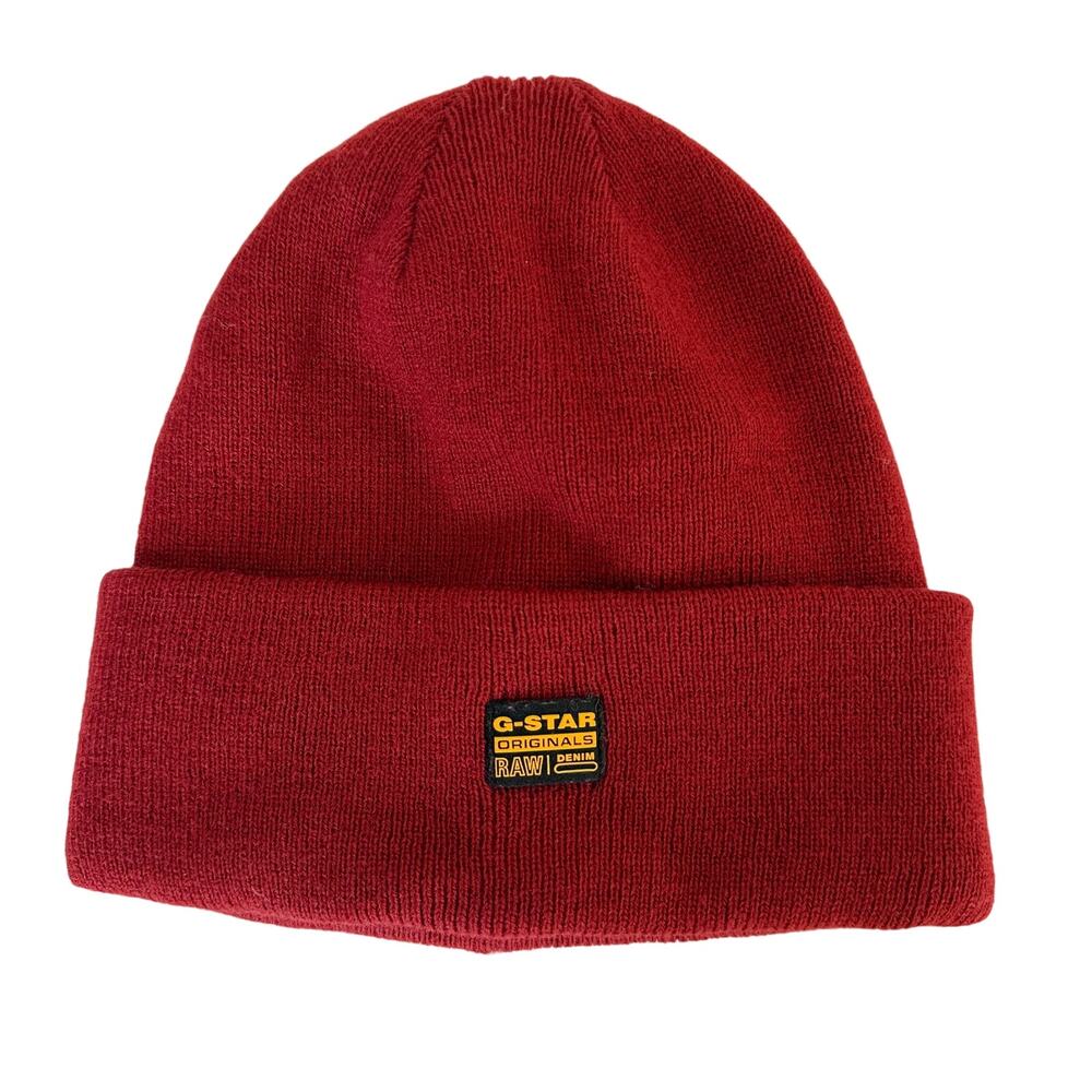 G-Star Raw Mens Effo Long Beanie Hat Red Acrylic - One Size